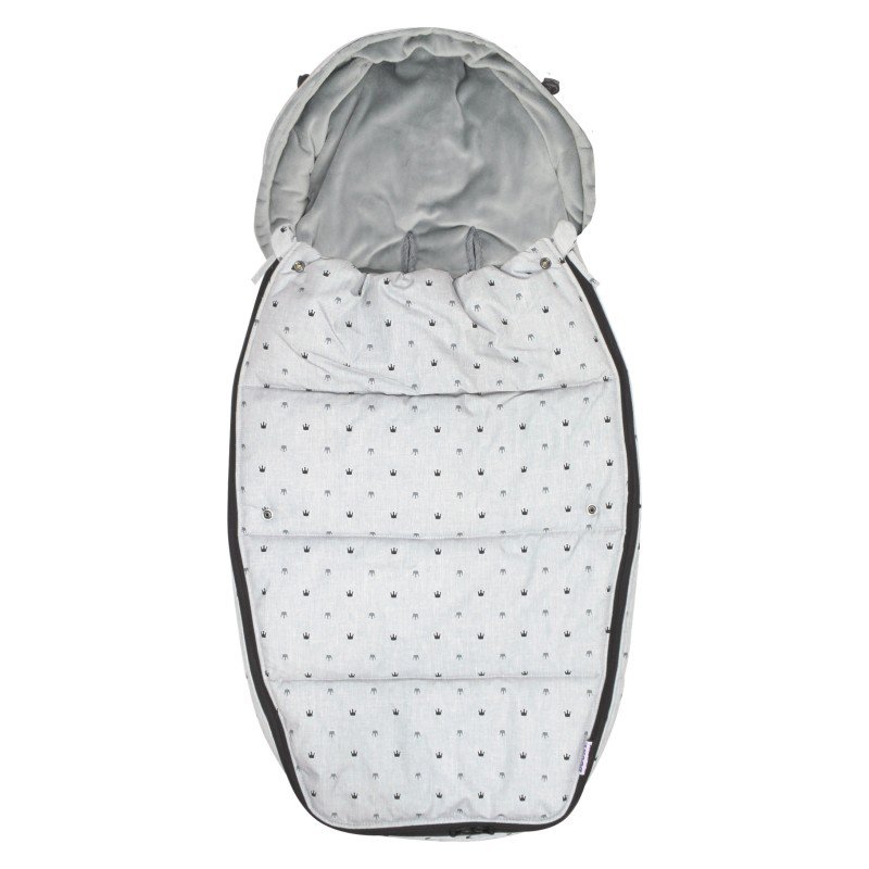 Produkt - Footmuff vel. L LIGHT GREY CROWNS DeLuxe