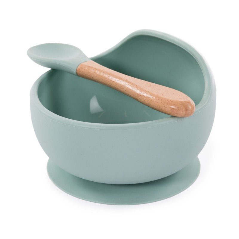 Produkt - Silikonová miska s přísavkou a lžičkou Pastel Blue