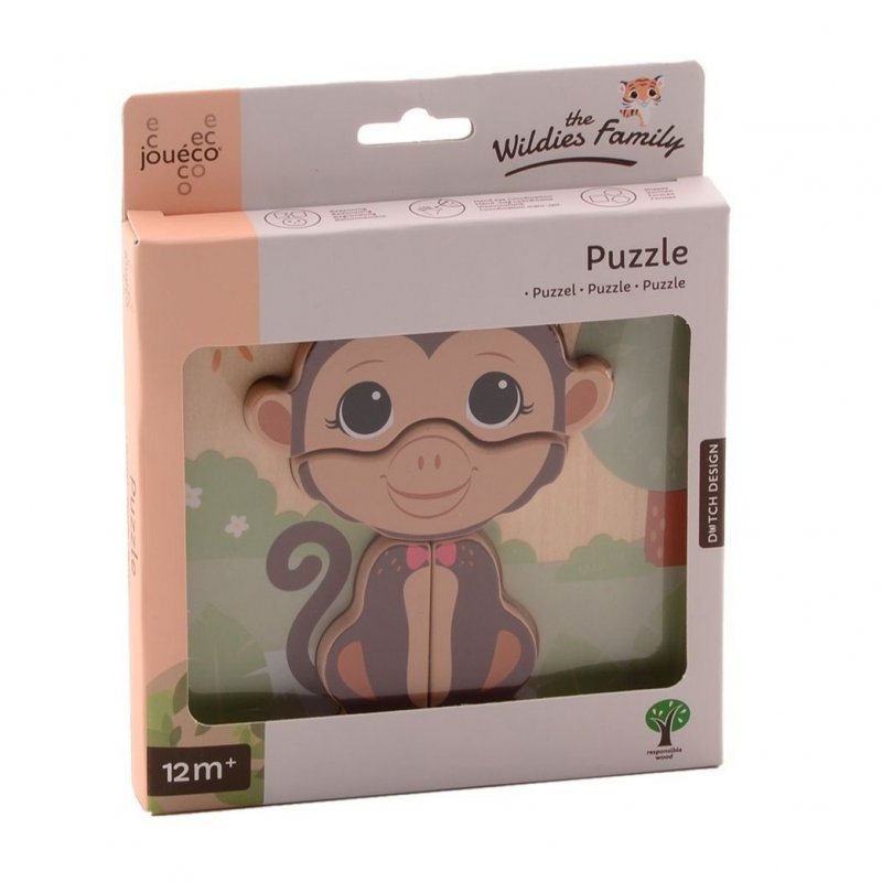 Produkt - The Wildies Family dřevěné mini puzzle Monkey 12m+