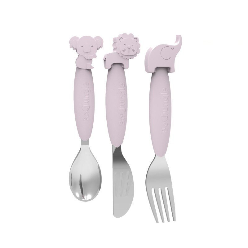 Produkt - Příbor silikon + nerez Pink (POŠKOZENÝ OBAL)