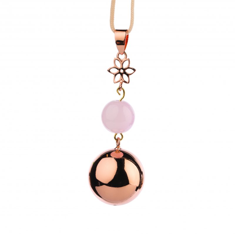 Produkt - Těhotenská rolnička FANTASY Rose gold pearl flower
