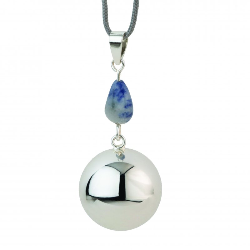 Produkt - Těhotenská rolnička FANTASY Silver bluegrey stone