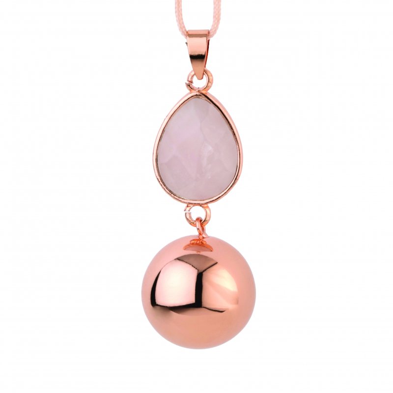 Produkt - Těhotenská rolnička FANTASY Rose gold faceted pink drop