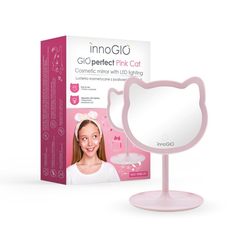 Produkt - Kosmetické zrcátko GIOperfect Pink Cat (POŠKOZENÝ OBAL)