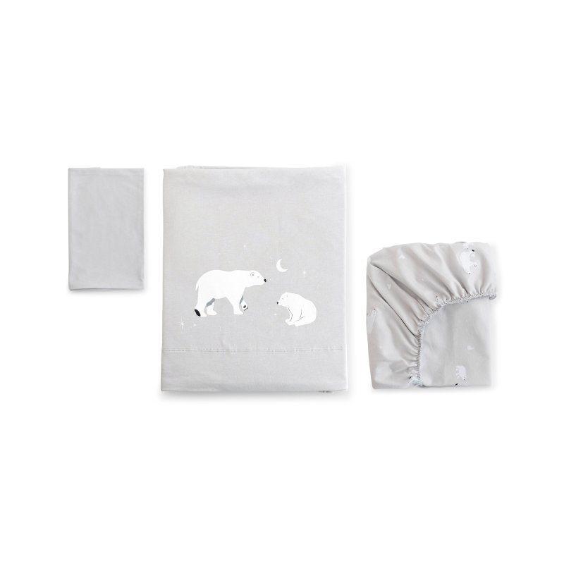 Produkt - 3-dílná bavlněná sada do postýlky 60x120cm Polaris Grey