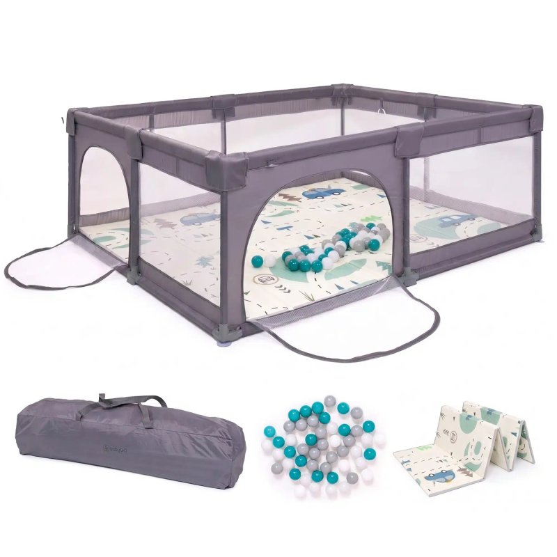 Produkt - Ohrádka Playpark Grey s matrací